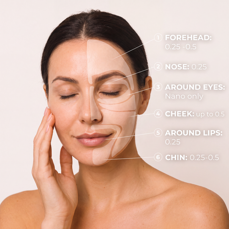 SkynPen treatment zones — face map